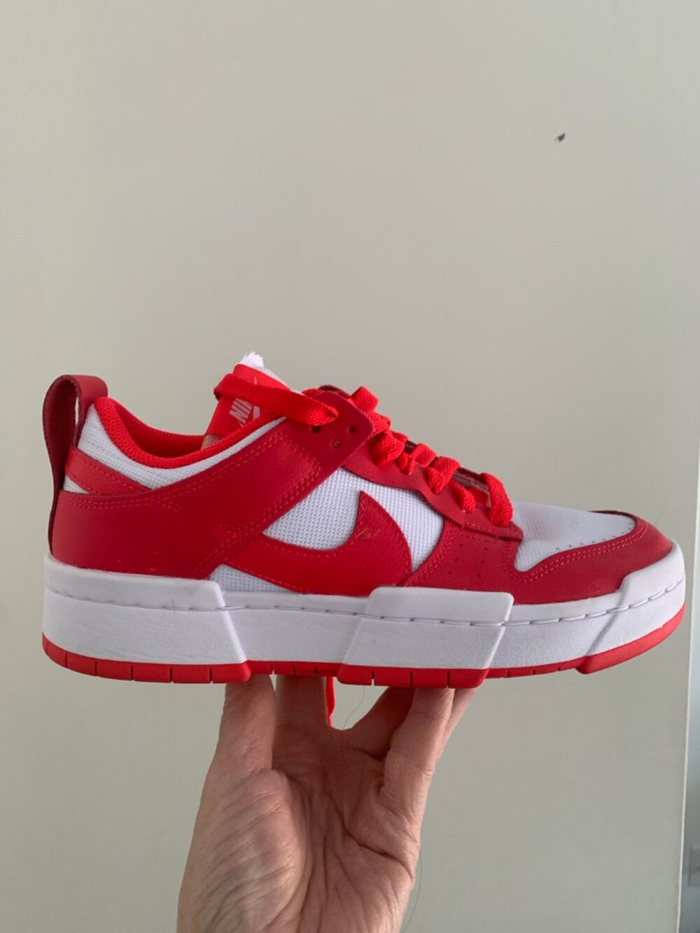 Authentic Nike Dunk Low Disrupt Sneakers in Siren Red, Size 9